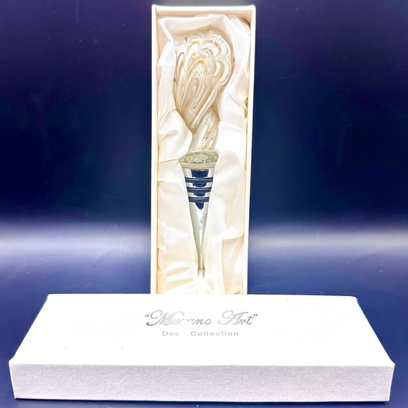 Vintage Murano Glass Art Collection White Gold Wine Bottle Stopper in Gift Box - Picture 1 of 5